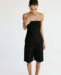 Mango Women's Straight Linen Bermuda Shorts