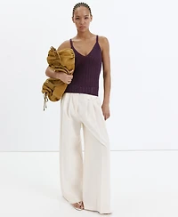 Mango Women's Metallic Openwork Knit Top