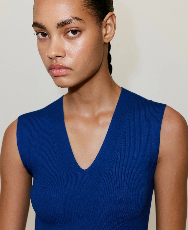 Mango Women's V-Neck Knitted Dress