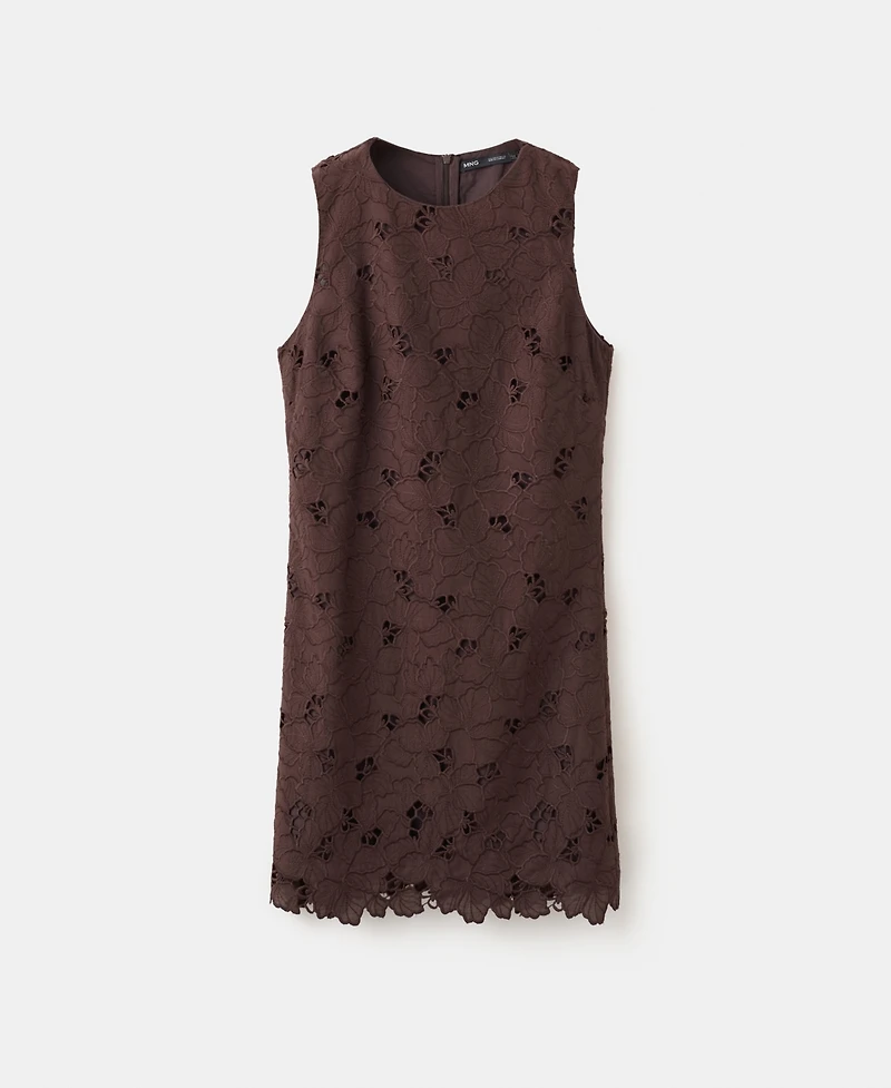 Mango Women's Cutwork Embroidery Short Dress