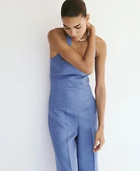 Mango Women's Linen Halter Jumpsuit