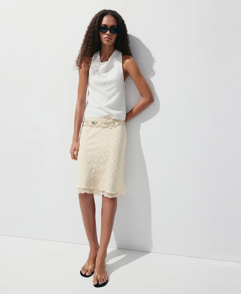 Mango Women's Checked Midi Skirt