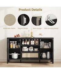 gaomon Rattan Sideboard Buffet Cabinet with Storage, Farmhouse Kitchen Buffet Cabinet with Drawer