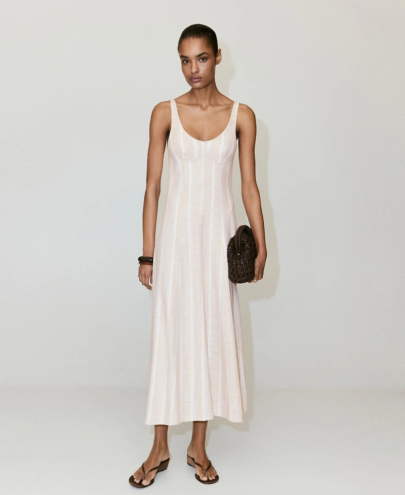 Mango Women's Striped Linen Dress