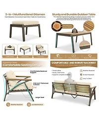 Asagikoiai 6-Piece Outdoor Patio Furniture Set with Acacia Coffee Table and Ottomans