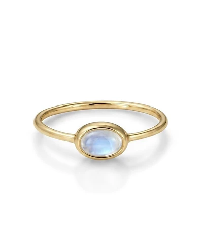 Adornia Fine 14k Gold Plated Mini Sideways Moonstone Ring