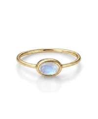 Adornia Fine 14k Gold Plated Mini Sideways Moonstone Ring