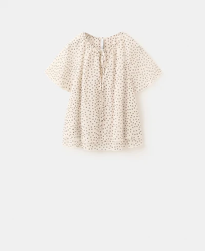 Mango Women's Bow Polka-Dot Blouse
