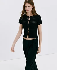 Mango Women's Toggles Openwork Knit Cardigan