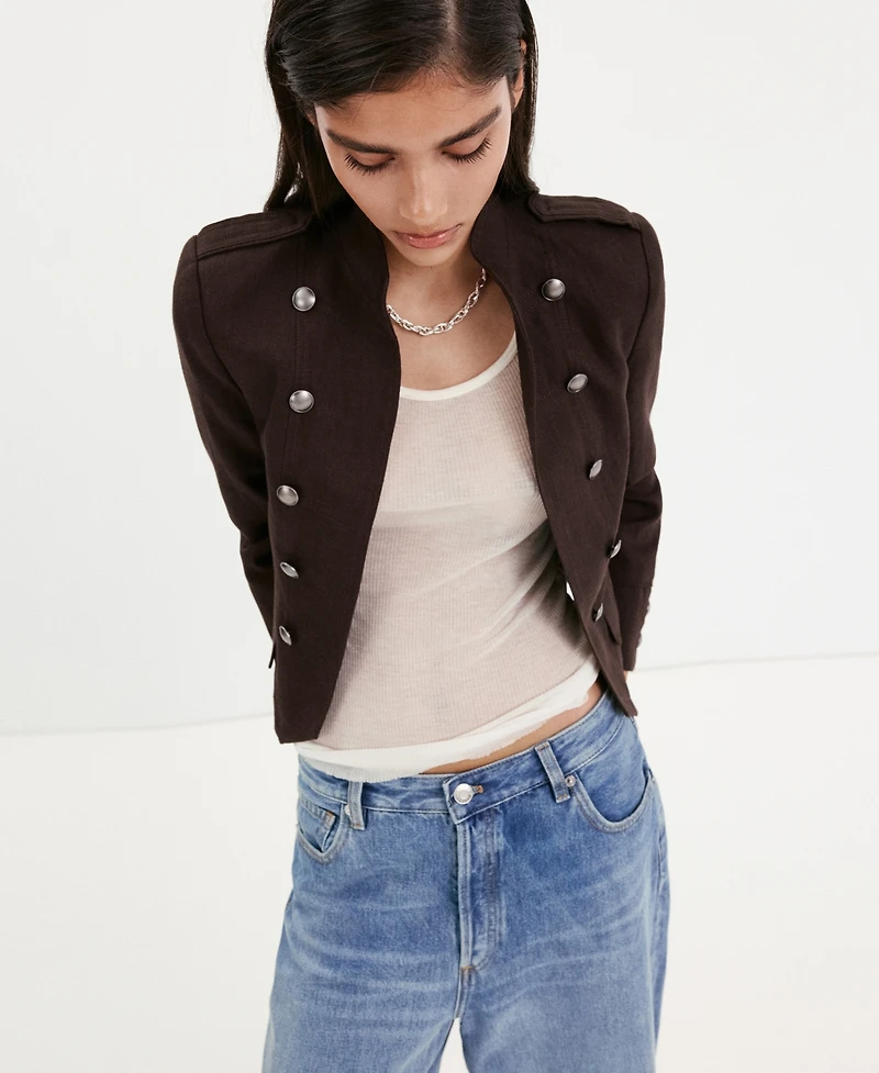 Mango Women's Buttons Linen Jacket
