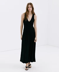Mango Women's Shirred Long Dress