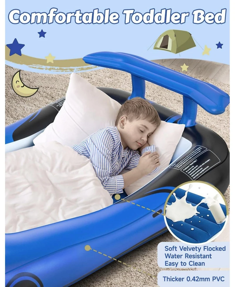 Cherimor Toddler Travel Air Mattress Bed with Safety Bumpers and Electric Pump, 330-lb Capacity Portable