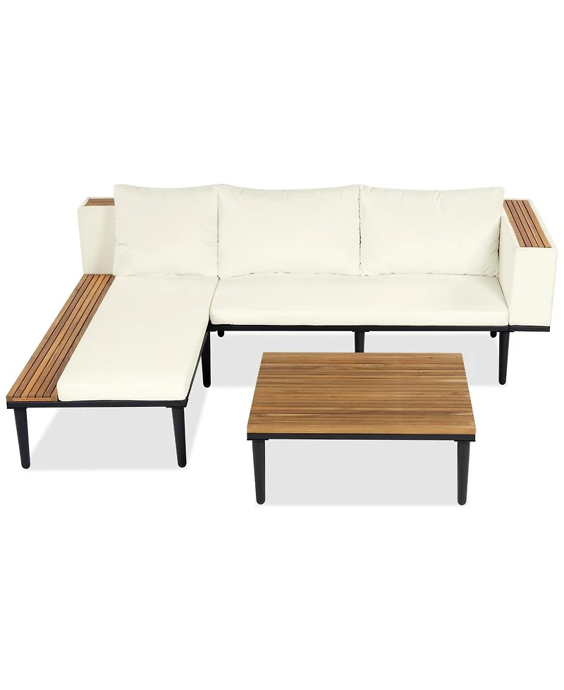 Asagikoiai L-Shaped Outdoor Sectional Sofa Set with Coffee Table and Cushions-Asagikoiai