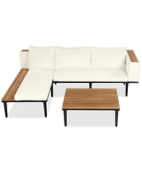 Asagikoiai L-Shaped Outdoor Sectional Sofa Set with Coffee Table and Cushions-Asagikoiai