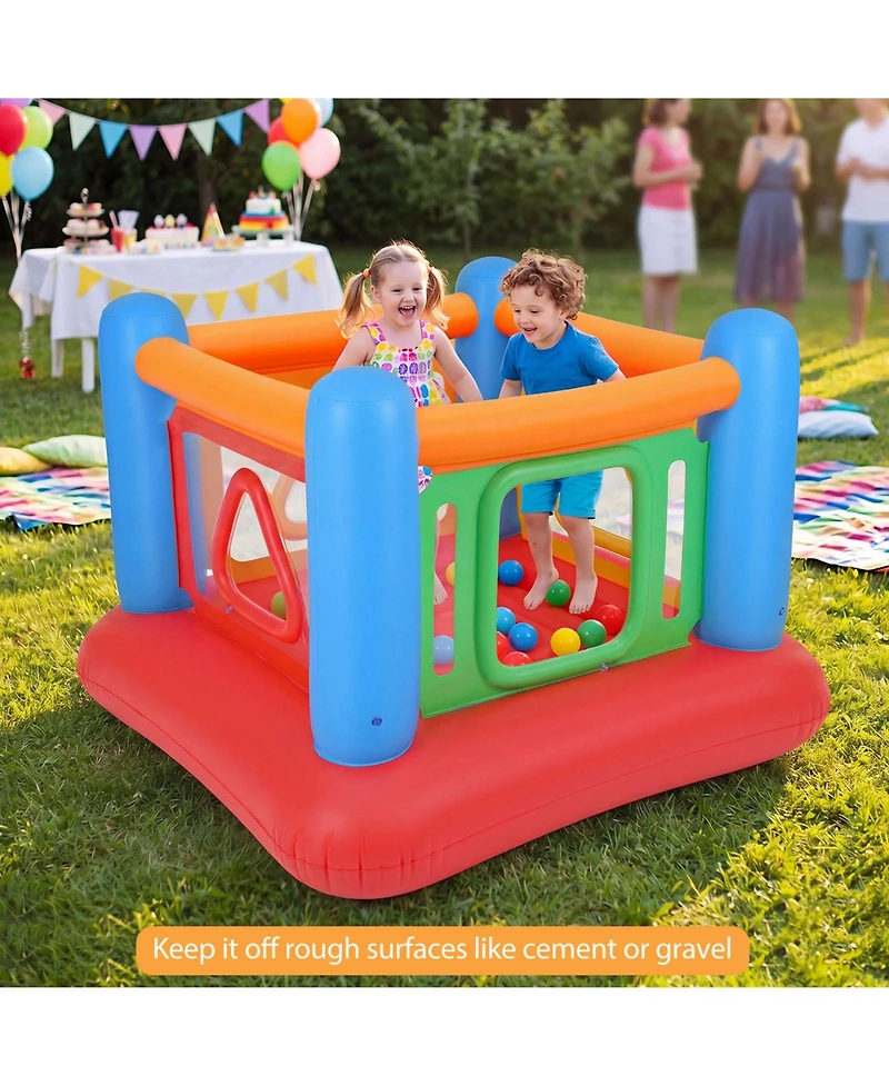 Gymax Inflatable Bounce House for Kids Blow Up Jumping w/Transparent Side Walls