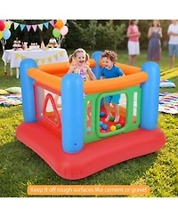 Gymax Inflatable Bounce House for Kids Blow Up Jumping w/Transparent Side Walls