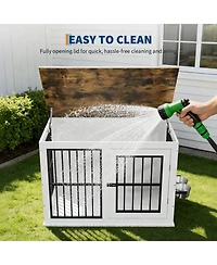 homfan Heavy Duty Wooden Dog Crate, 39.7" Kennel, Liftable Top, Decorative Cage House, End Table and Tv Stand for Large, Medium.