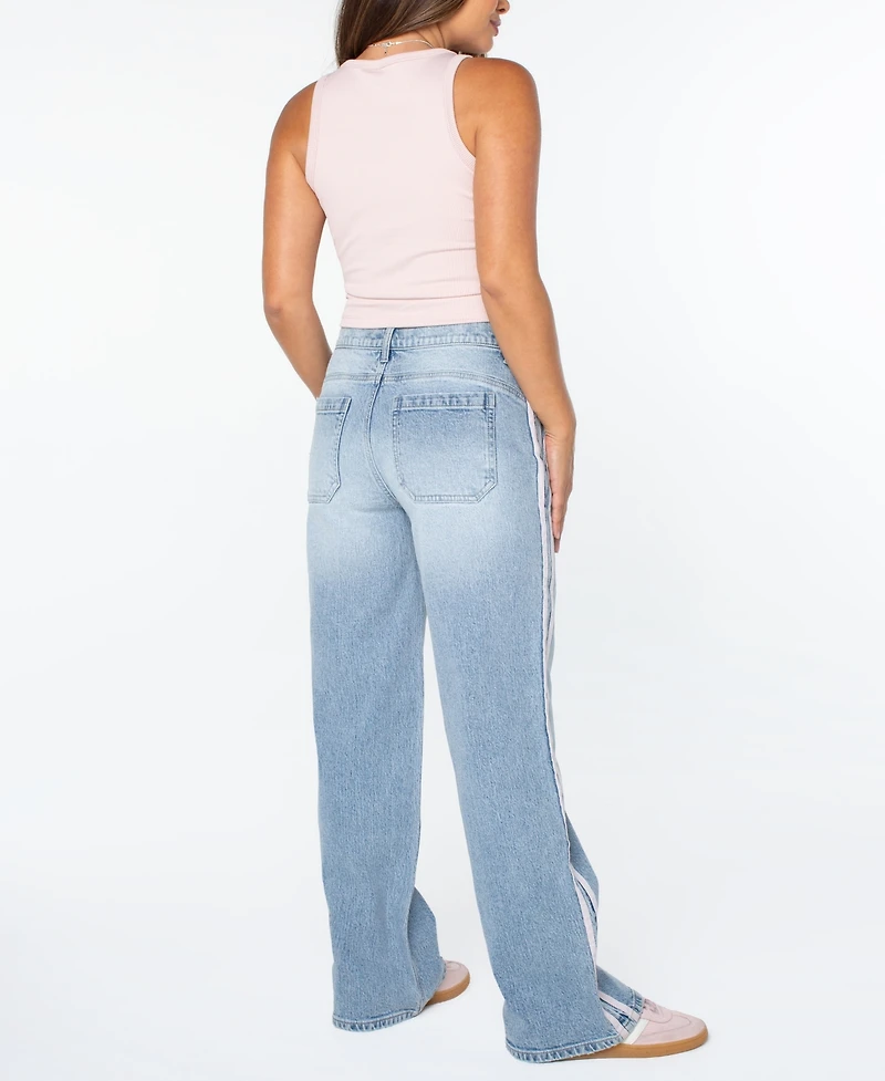 Celebrity Pink Juniors' Side-Striped Wide-Leg Jeans