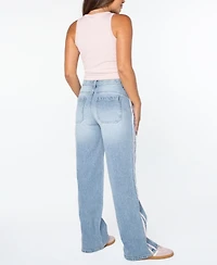 Celebrity Pink Juniors' Side-Striped Wide-Leg Jeans