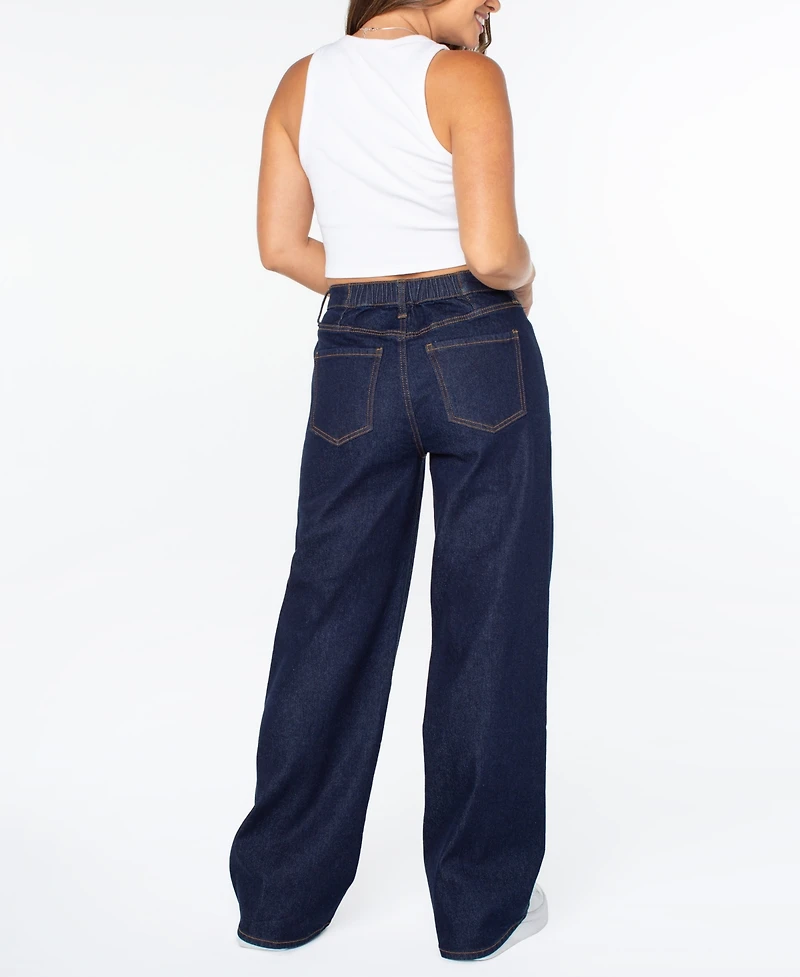 Celebrity Pink Juniors' Elastic-Back Wide-Leg Jeans