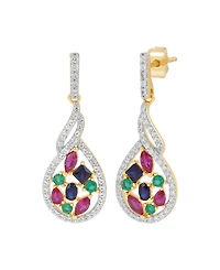 Macy's Multi-Gemstone (1-8/15 ct. t.w.) Earrings in 14k Yellow Gold-Plated Sterling Silver