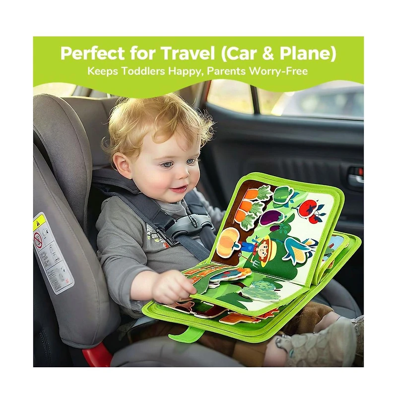 Cowin Busy Board Farm Busy Book Developing Sensory Board Montessori Toys for Toddler
