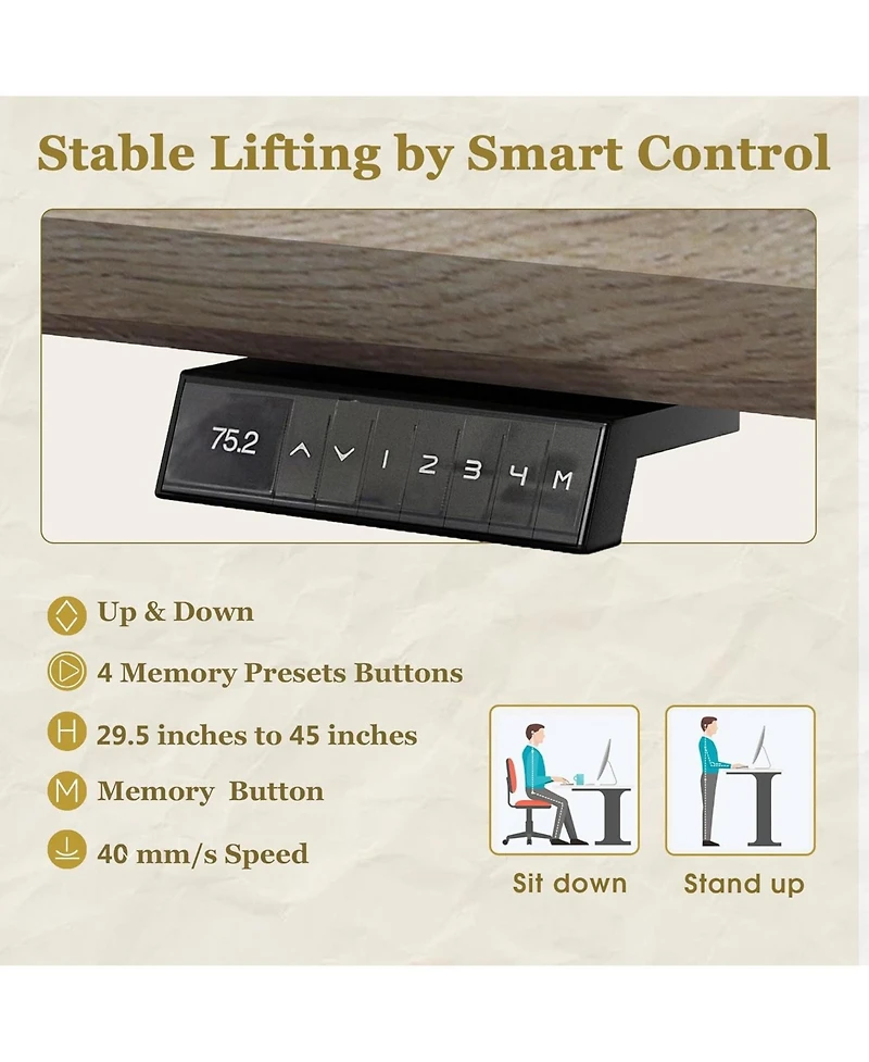 Logicfox L Shaped Executive Standing Desk with Drawers Universal Charging Ports