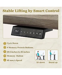 Logicfox L Shaped Executive Standing Desk with Drawers Universal Charging Ports