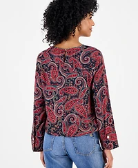 Nautica Women's Paisley Roll-Cuff Blouse