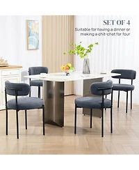 Homcom Boucle Dining Chairs with Curved Backrest, Kitchen Chairs