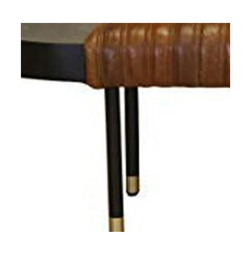HomeRoots Warm Leather And Solid Wood Bench