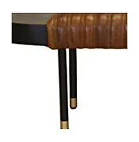 HomeRoots Warm Leather And Solid Wood Bench