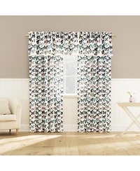 Marepesia Butterfly Print Embroidered Trim Semi-Sheer Rod Pocket Curtain Valance