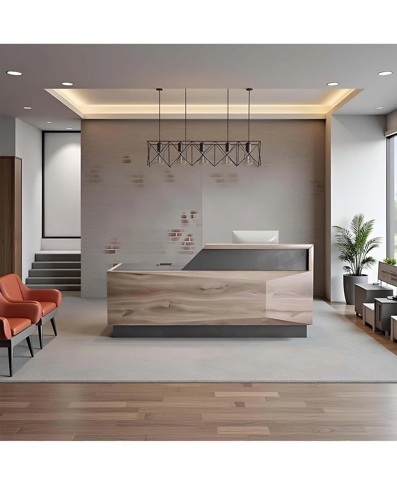 Logicfox Reception Desk with Drawer Cabinet Computer Workstation for Checkout, Lobby
