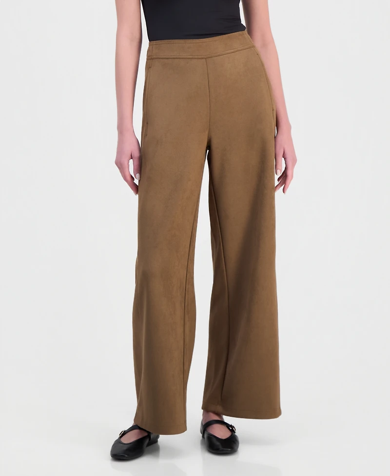 Nautica Women's High-Rise Faux-Suede Pull-On Pants