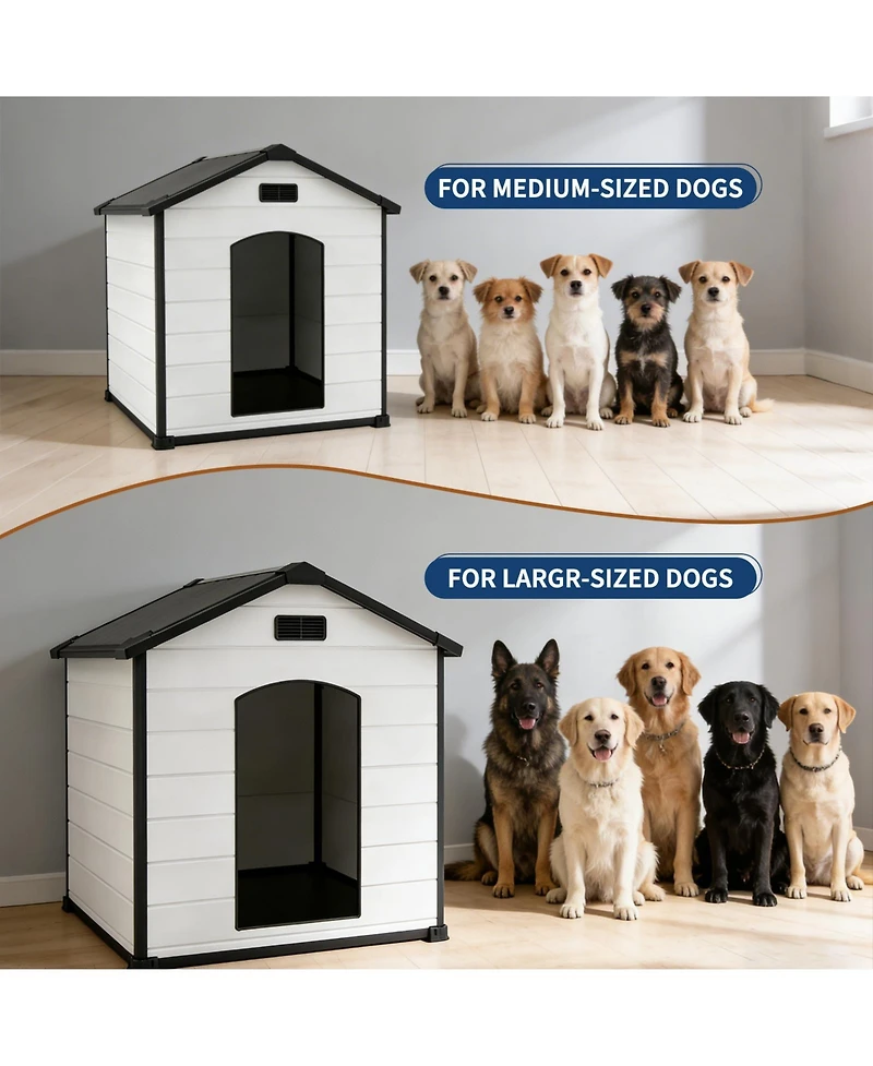 gaomon Heavy Duty Waterproof Dog House for Indoor Outdoor, Raised Floor, Shelter, Hidden Vents, Easy Assembly