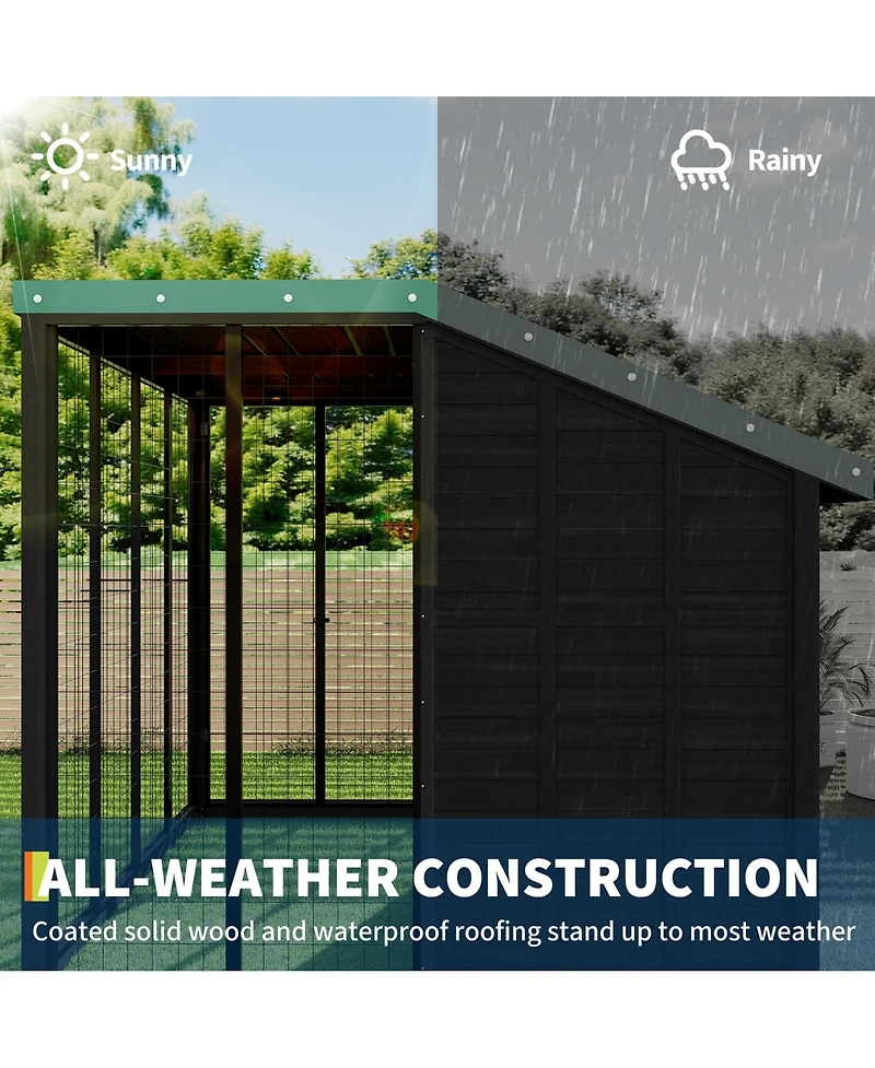 homfan Spacious Outdoor Dog Kennel, Galvanized Steel Roof, Feeding and Back Doors, Secure Lock Gate.