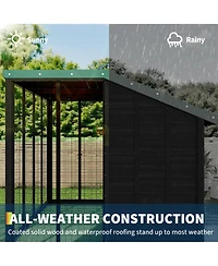 homfan Spacious Outdoor Dog Kennel, Galvanized Steel Roof, Feeding and Back Doors, Secure Lock Gate.