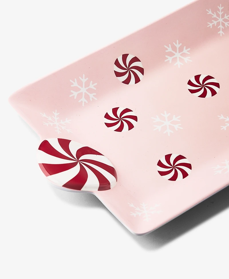 Tinsel And Frost Melamine Peppermint Tray, Set of 2