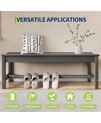 homfan Sturdy Hdpe Outdoor Bench for 2, Curved Backless Heavy Duty Seating, Weatherproof, 800lbs Capacity, Perfect for Patio, Porch, Park, Entryway