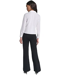 Karl Lagerfeld Paris Petite Collared Button-Front Blouse