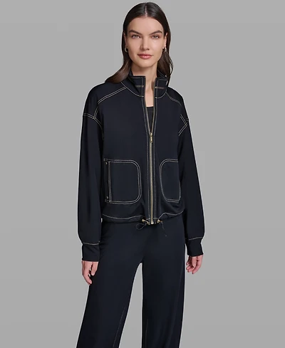 Karl Lagerfeld Paris Women's Jersey Bomber Jacket