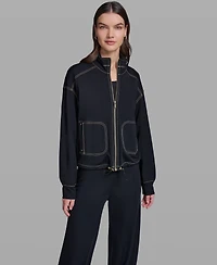 Karl Lagerfeld Paris Women's Jersey Bomber Jacket