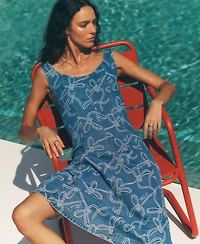 Karl Lagerfeld Women's Sleeveless Crewneck Denim Midi Dress