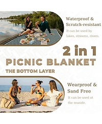 Aofar Outdoor Picnic Blanket Waterproof Woven Boho Mat Beach Towel Yoga Park Garden Festival Ground Cover 80"x80