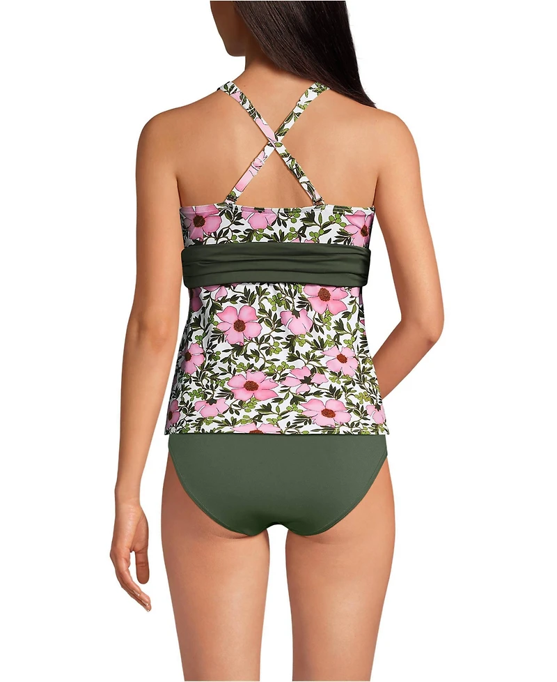 Lands' End Women's D-Cup V-Neck Plunge X Back Tankini Top