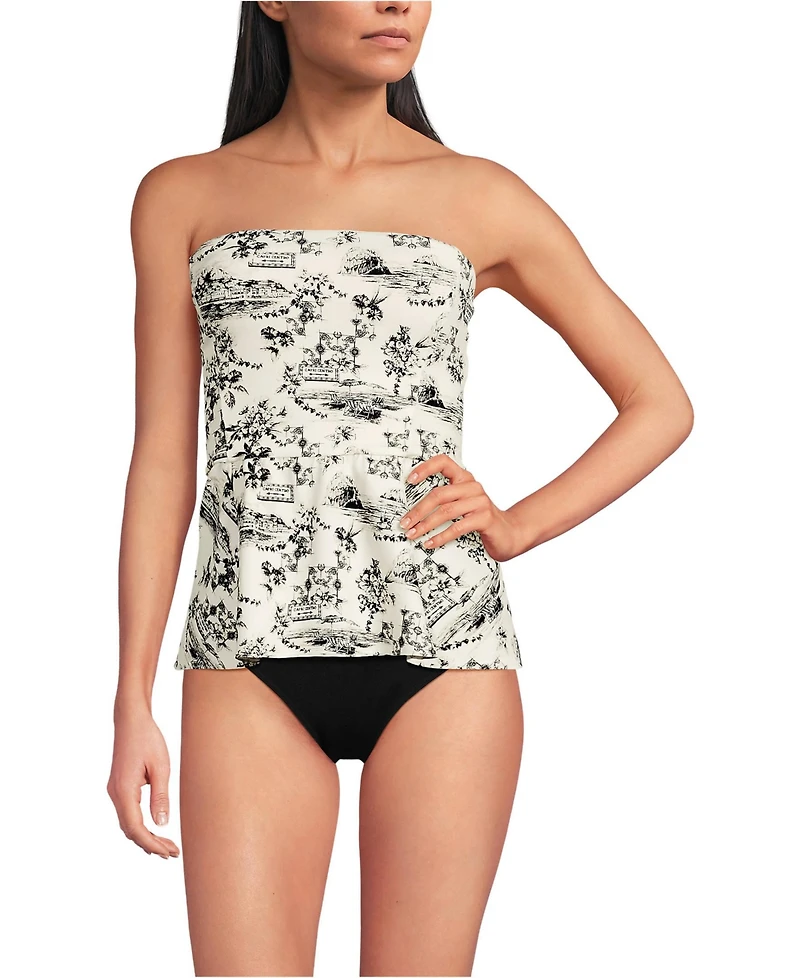 Lands' End Women's Sculpting Waveshaper Peplum Swim Tankini Top