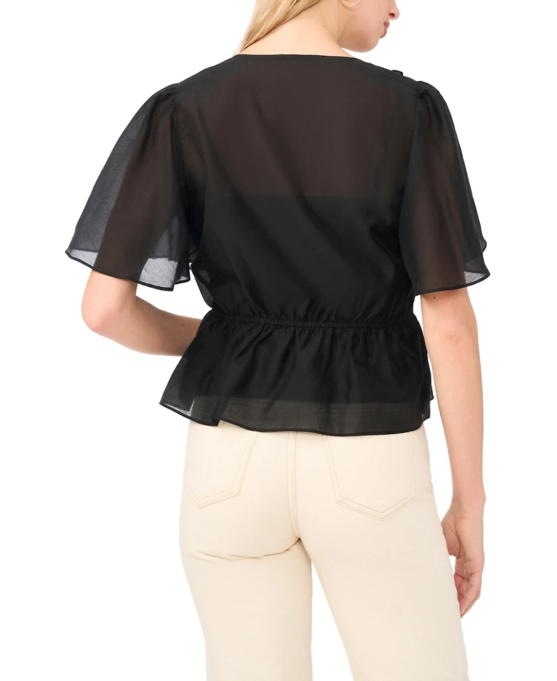Vince Camuto Women's Flutter-Sleeve V-Neck Top