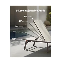 Sugift Foldable Outdoor Chaise Lounge Chair with 5 Position Backrest 400 lb Capacity