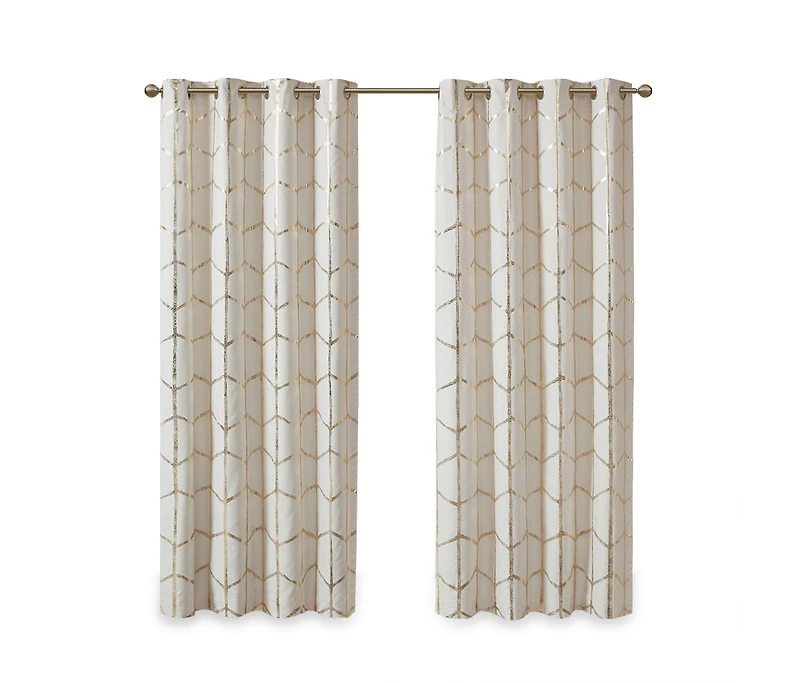 Avobird Total Blackout Metallic Print Grommet Top Curtain Panel